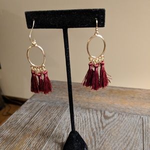 Burgundy tassle earrings